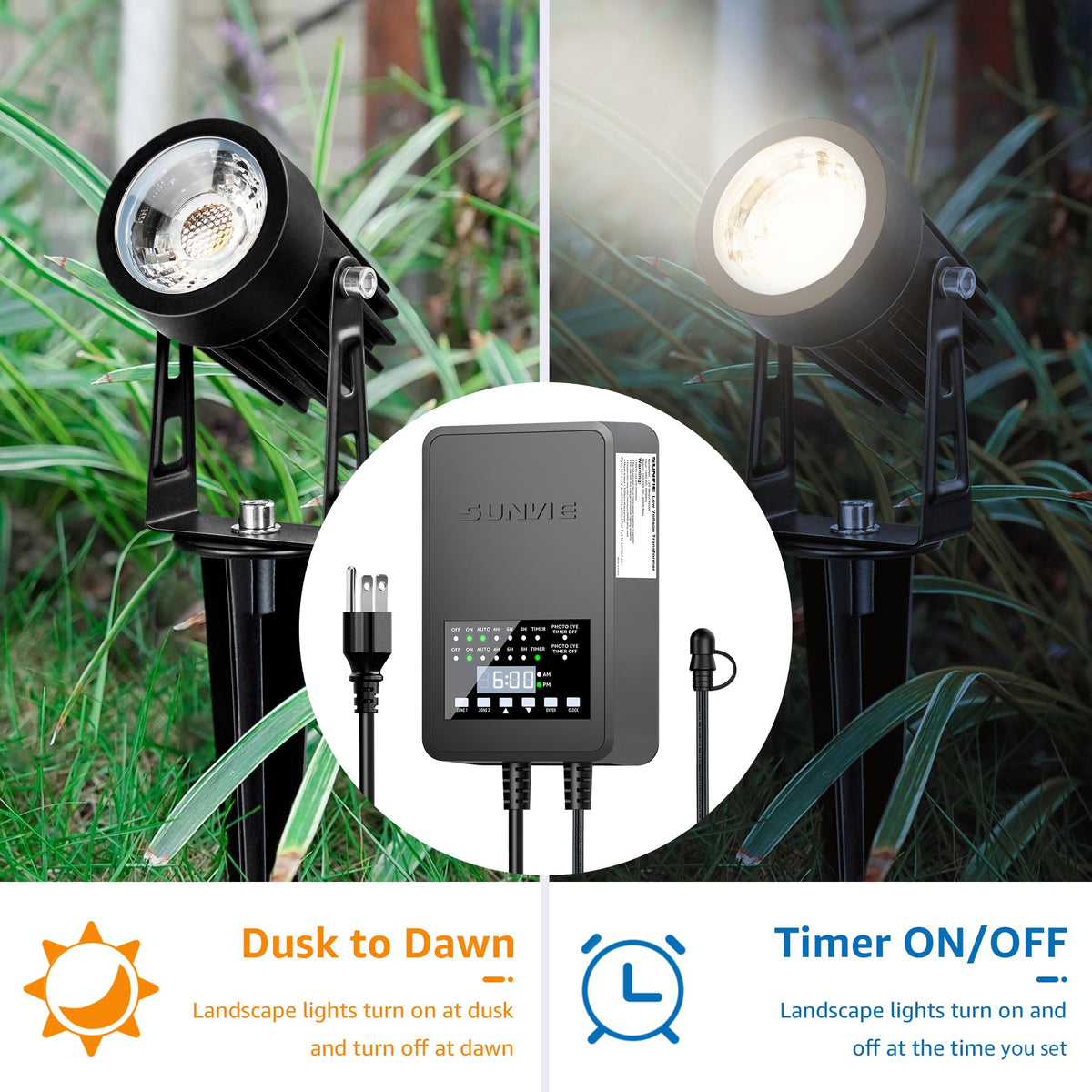300W Low Voltage Landscape Transformer with Timer and Photocell Sensor M37183
