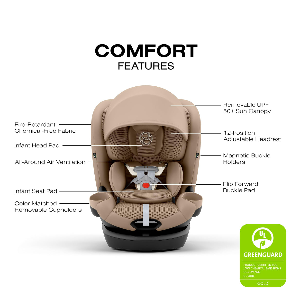Rotating All-in-One Convertible Car Seat, Almond Beige K77795