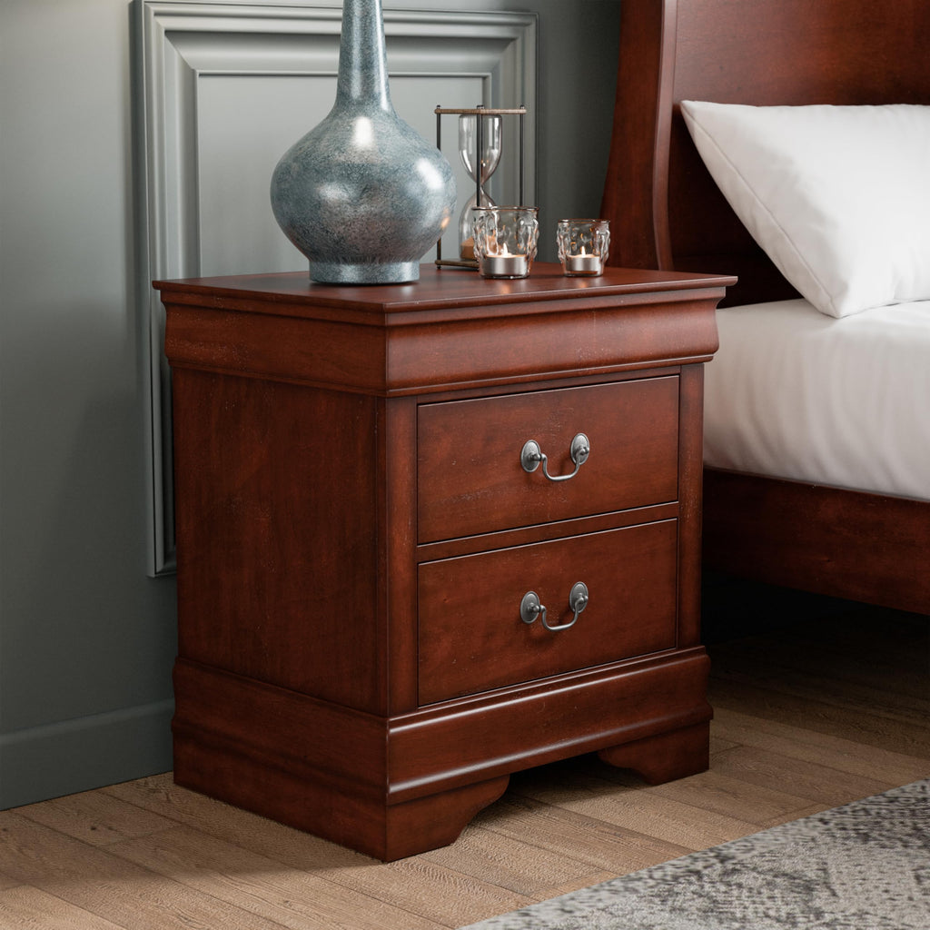 Solid Wood Nightstand with Drawers and Antique Nickle Handles S766