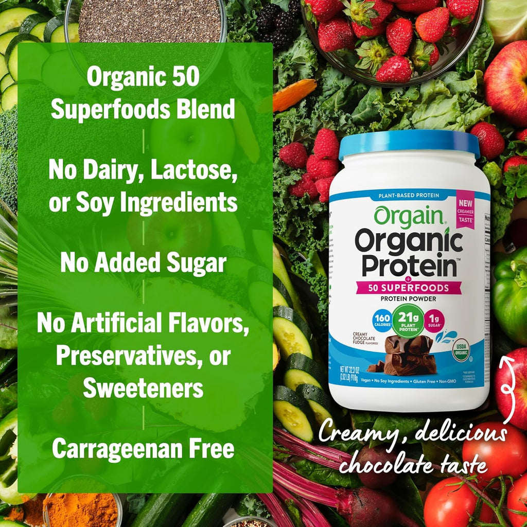 Organic Vegan Protein + 50 Superfoods Powder, 21g Plant Based Protein, 2.02 lb G8519