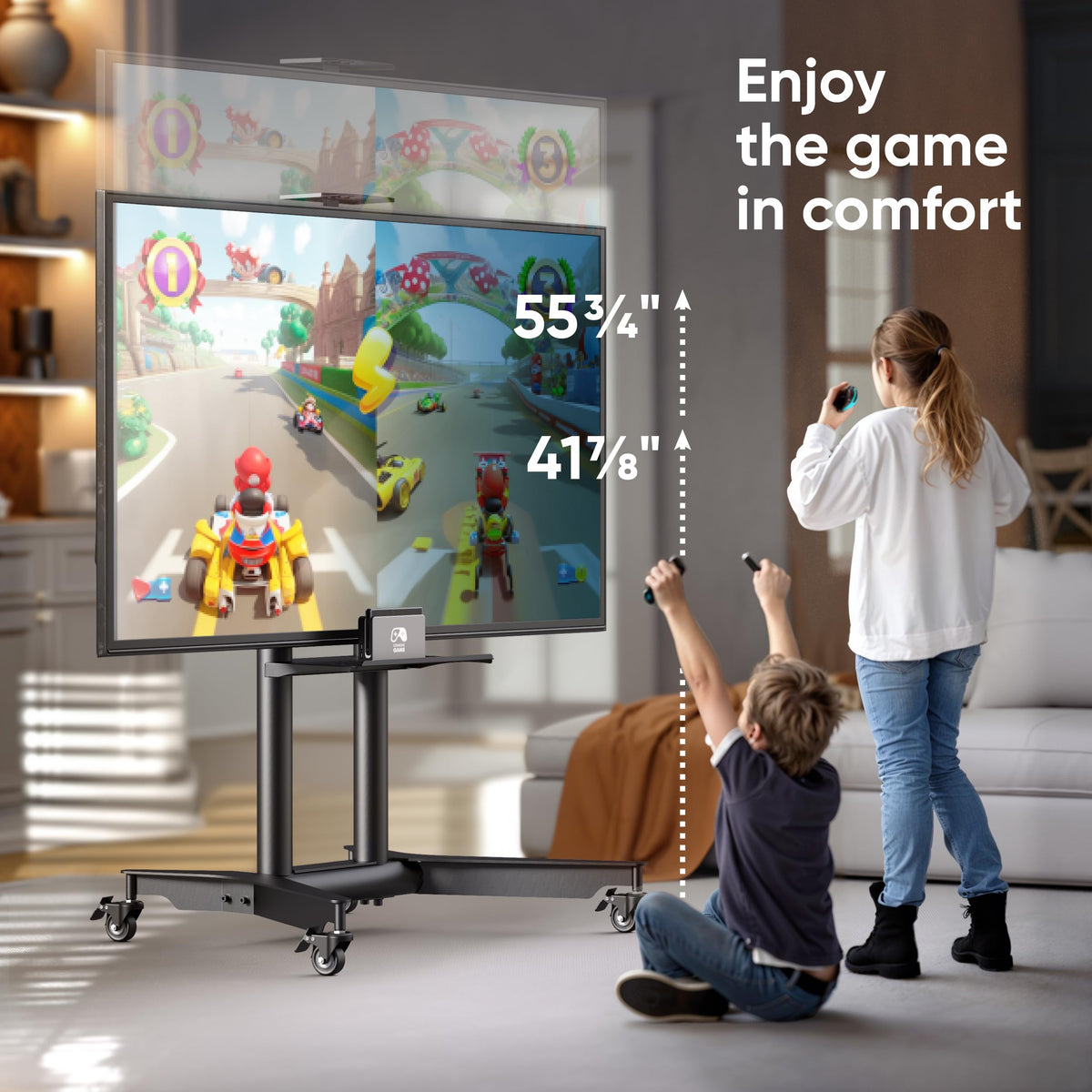 Mobile TV Stand on Wheels 32-75 Inch Black X98405