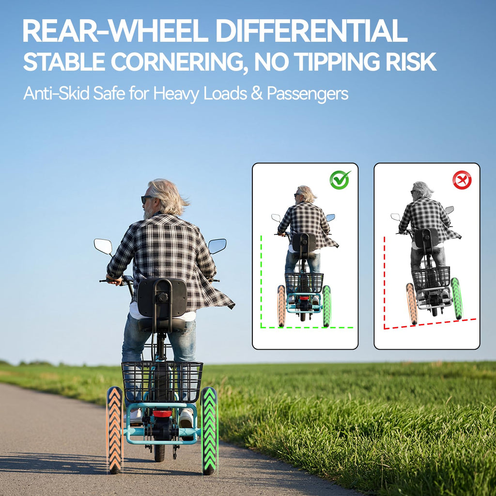 Folding Electric Tricycle 500W 3 Wheel E-Trike with Fat Tires U41727