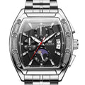 Men Big Square Face Chronograph Stainless Steel Dress Watch A140