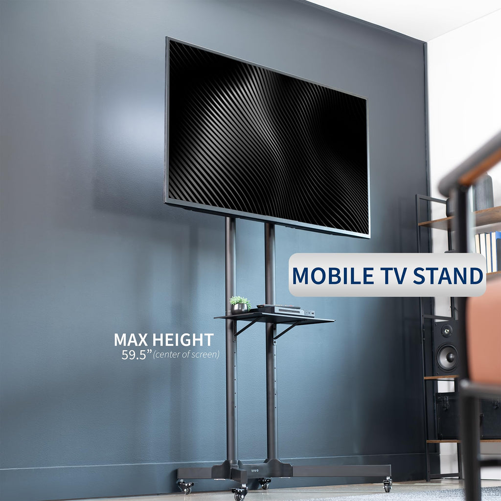 Black Mobile TV Cart for 32 to 83 inch Screens P150208