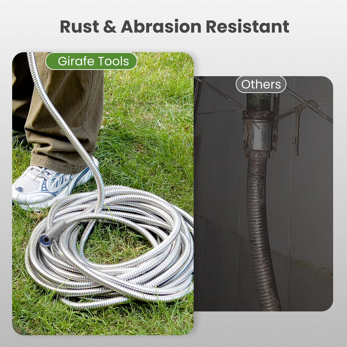 100ft Stainless Steel Garden Hose with Spray Nozzle J3097