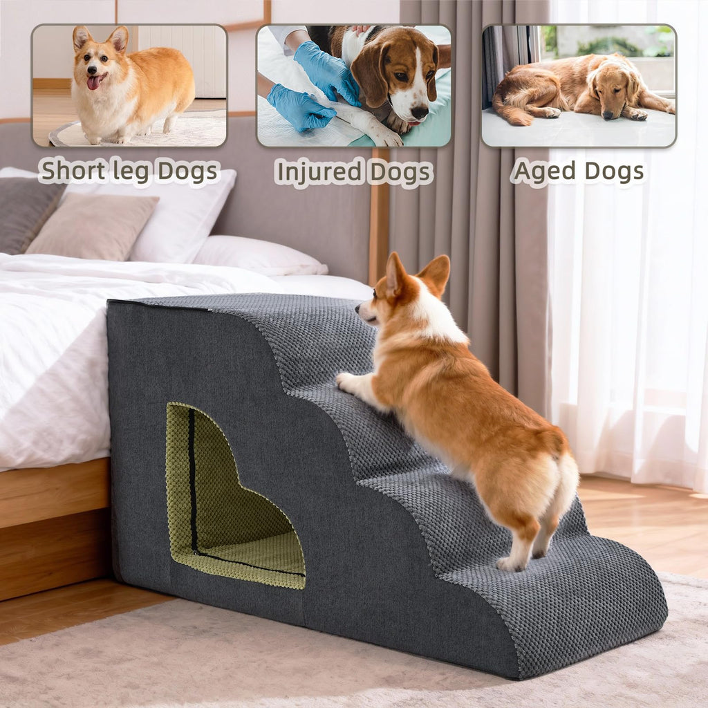 6 Step Non-Slip Grey Dog Stairs Y603