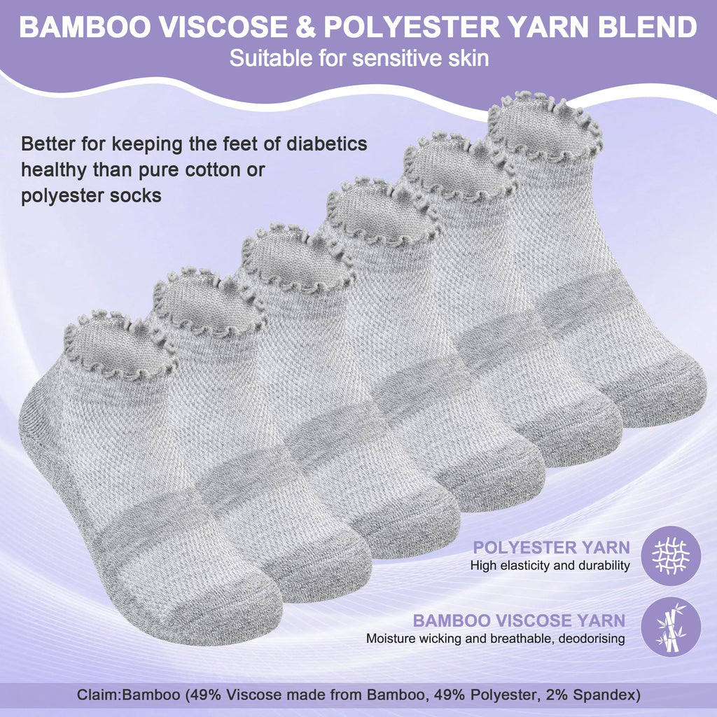 6 Pairs Low Cut Non Binding Diabetic Ankle Socks Z932