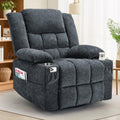 Fabric Dark Gray Swivel Rocker Recliner with Cup Holder Y89179