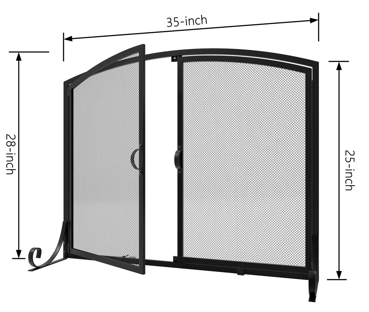 Black Steel Fireplace Screen with Doors B8535