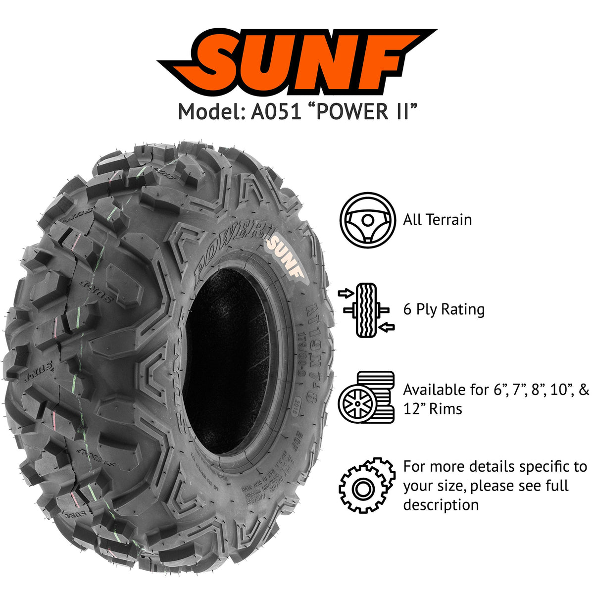 19x7-8 18x9.5-8 Tubeless 6 Ply Z3886