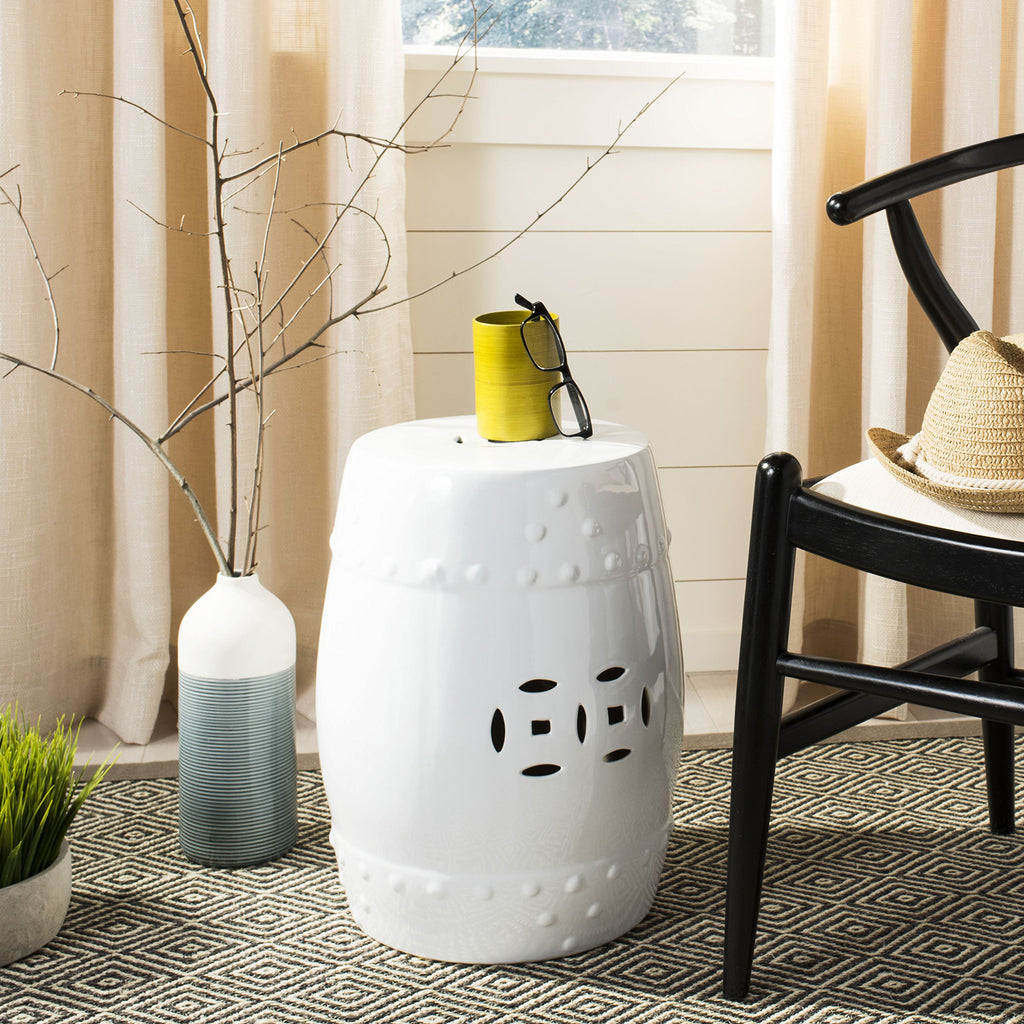 White Ceramic Garden Stool Q114120
