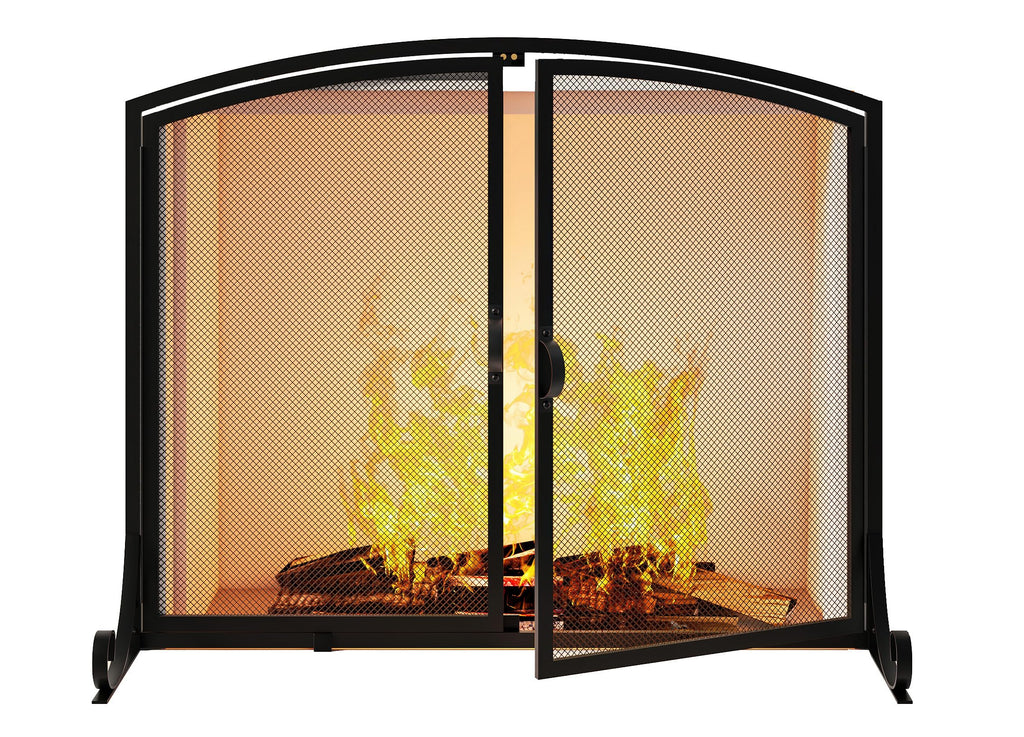 Black Steel Fireplace Screen with Doors B8535
